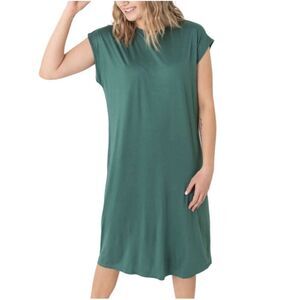Richer Poorer army green M lagenlook jersey knit shirt dress